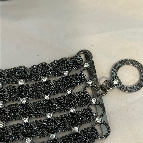 Black Beaded Cuff Bracelet with Shimmering Texture Stunning - Picture 13 of 16